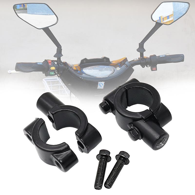 2pcs 8mm/10mm Black Aluminum Motorcycle Rear View Handlebar Mirror Mounting Bracket Adapter Clip Base Universal