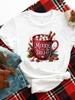 (Asian Size) Sweet 90s Trend Cute Merry Christmas New Year O-neck Women's Top T Clothing Print Short Sleeve T-shirts Fashion Holiday Graphic Tee