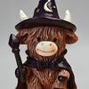 Фигурка Шотландской коровы, Статуэтка коровы-ведьмы, тыквы, черепа на Хэллоуин, Смоляное шотландское украшение для любителей телят, Полка, Многоуровневая подставка, Каминная полка, Настольный декор