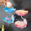 Bathroom Soap Dish Self Draining Removable Double Layer Suction Cup Wall Mounted Shower Soap Sponge Holder