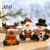 Wooden Christmas Ornaments 3Pcs Tabletop Decor Set, Santa Snowman Reindeer Figurine, Hanging Reusable Winter Holiday Tree Ornament with Jute