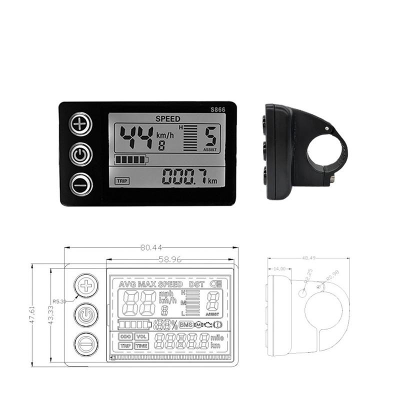 Lcd-s866 Электрический велосипед Smart Meter ЖК-дисплей Легкий непромокаемый электрический скутер с разъемом Sm Электрический скутер E-bike