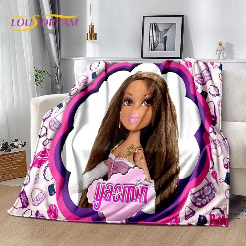 Cartoon Bratz doll Girls 3D Printed Soft Flannel Blanket for Beds Bedroom Sofa Picnic,Throw Blanket for Outdoor Leisure Nap Gift
