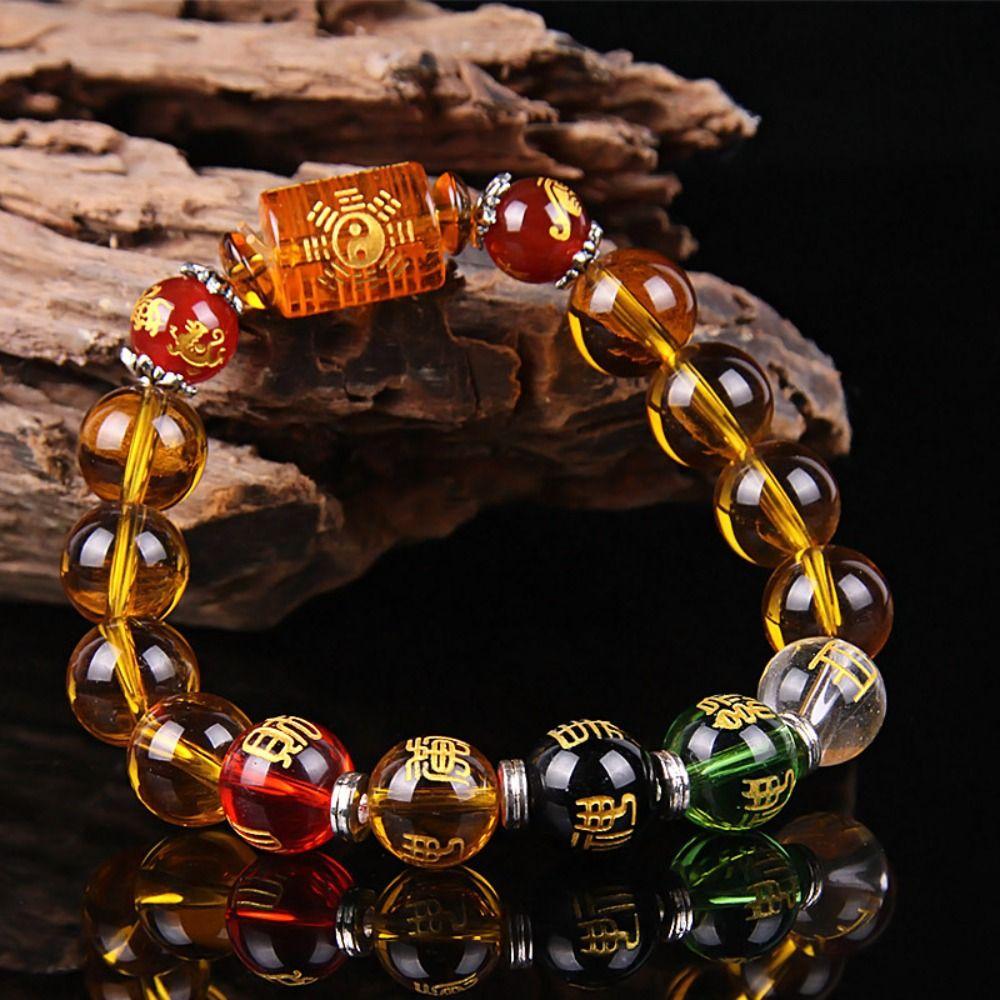 Buddhism Luck Wealth Bracelet Crystal God of Wealth Beaded Bracelet Feng Shui Bracelet Gift