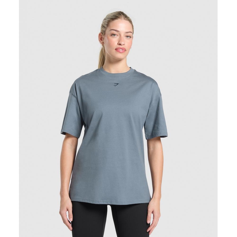 Gymshark Campus Classics Graphic T shirT Iron Blue B2b2d ucTm