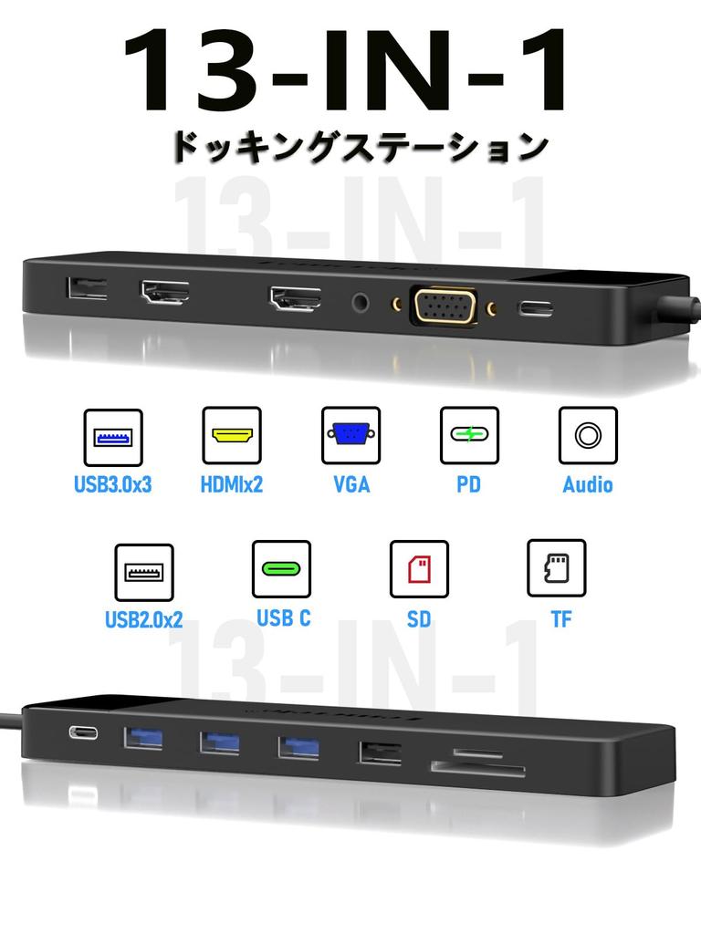 Док-станция USB C 2 HDMI Двойной HDMI 3 Расширение экрана USB-концентратор Дисплей MST VGA Двойной 2 экрана Мультидисплей Тройной дисплейный концентратор Аудио 13-в-1 4K@30 Гц