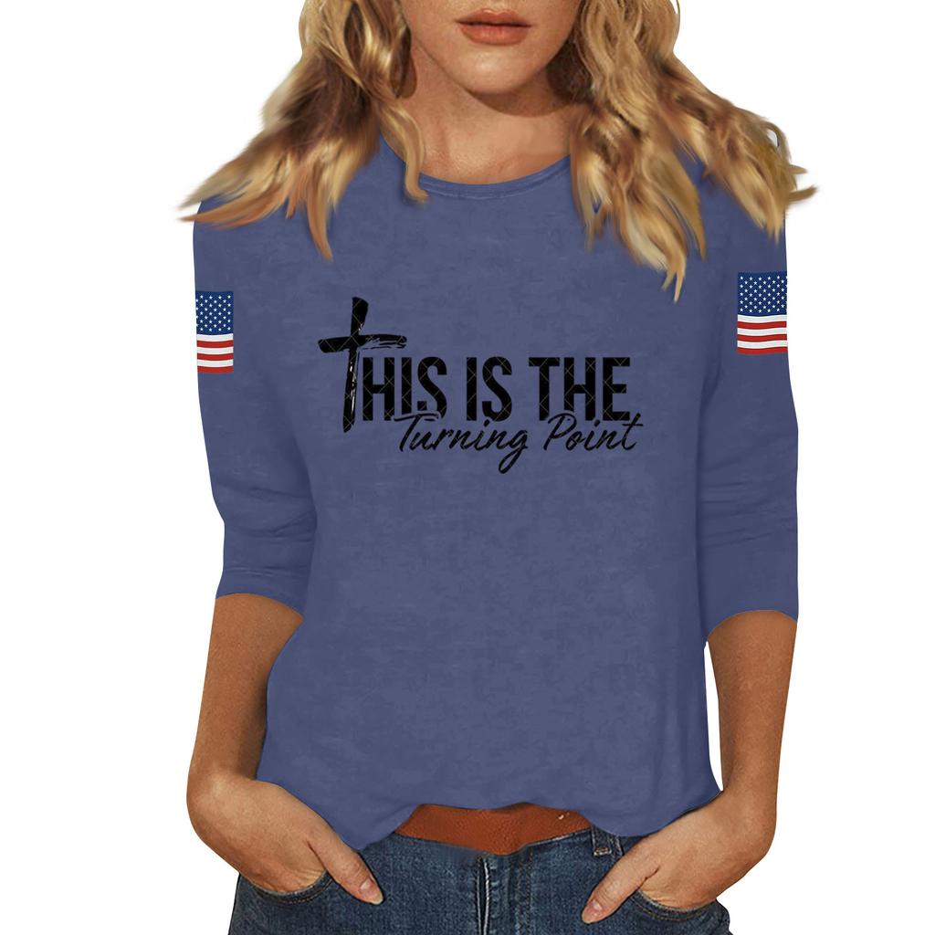 Women's Casual Fashionable Sexy Comfortable Neck Three-Quarter Sleeve Top