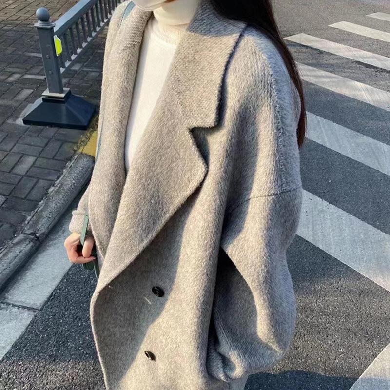 Women's Winter Baby Ostrich Wool Double-Sided Cashmere Coat Double-Breasted Coat