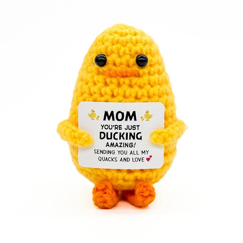 New Positive Crochet Duck Doll Cute Emotional Support Duck Desktop Ornament Emotional Inspirational Support Gift for Women Men