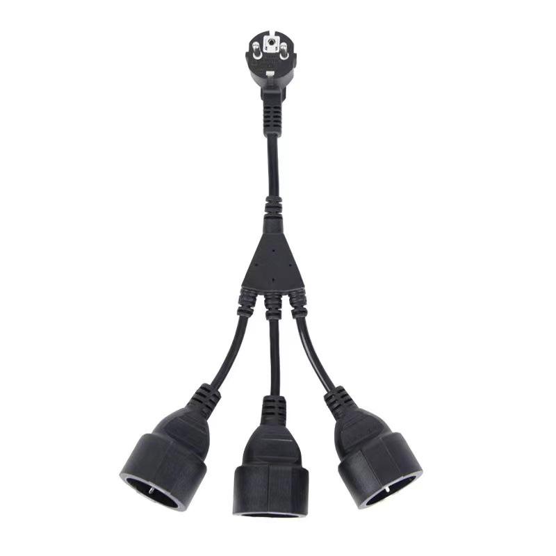 European Standard 35cm 1-to-2 Three-Pin Male & Female Socket Extension Cord, 1.5mm² Power Cable