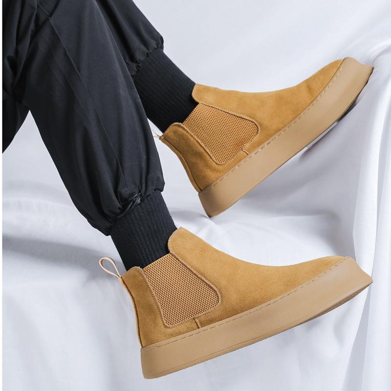 Martin boots men's medium help Chelsea boots breathable thick-soled heightening short boots retro men's boots