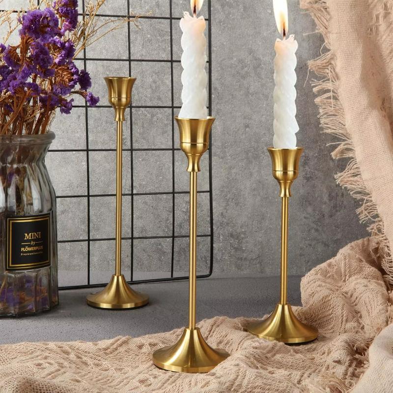 1/3Pcs/Set European Style Metal Candle Holders Candlestick Fashion Wedding Table Candle Stand Exquisite Candlestick Christmas
