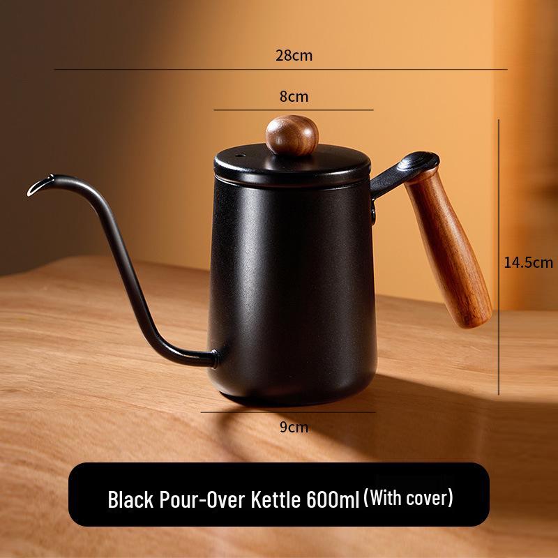 Чайник из нержавеющей стали 304 с гусиным носом и деревянной ручкой для заваривания кофе методом пуровер и использования на открытом воздухе