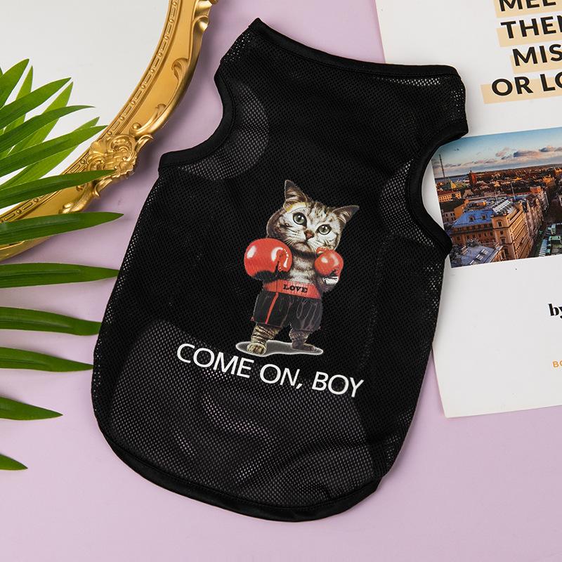 Pet Summer Tshirt Cute Cartoon Prints Vest Cats & Dogs Lightweight Mesh Breathable Clothes Outdoor Pets Clothing