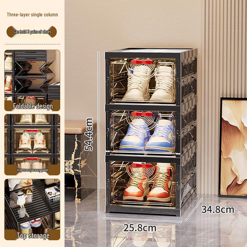 Элегантная складная многоярусная прозрачная обувница: Пылезащитный шкаф для хранения и демонстрации обуви в прихожей