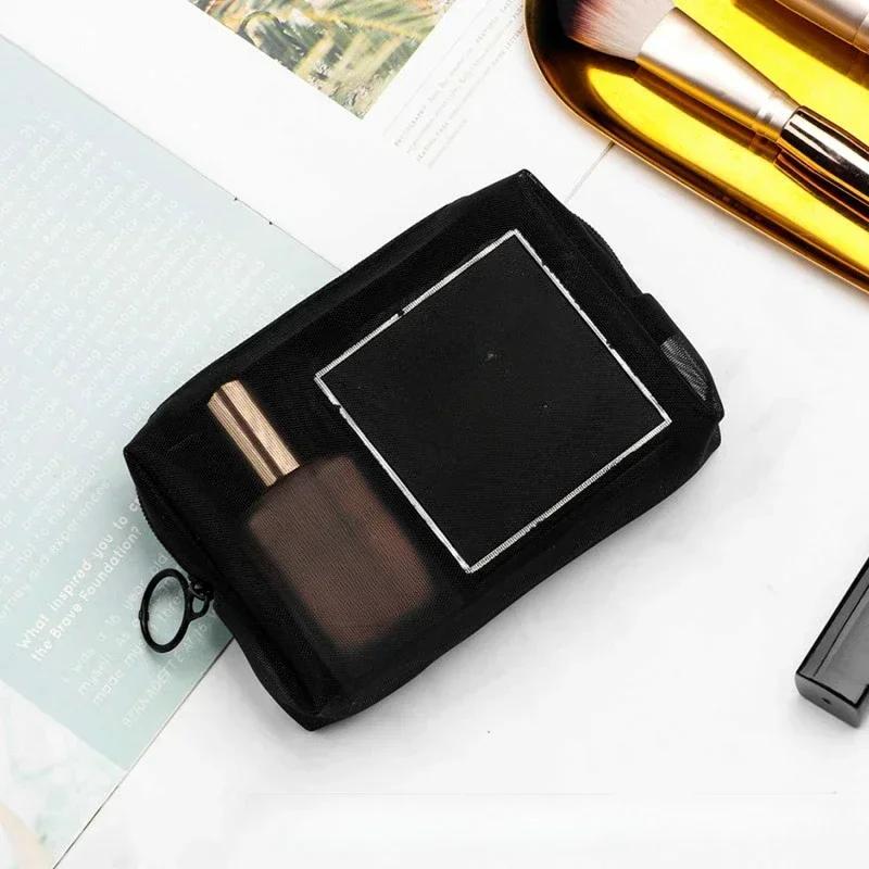 Черная квадратная сетка, прозрачные косметички, портативная большая емкость S/M/L, органайзер для туалетных принадлежностей, косметики, дорожная сумка для хранения стирки