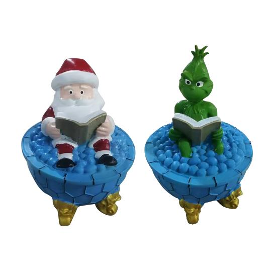 Рождественский Санта Клаус Лампа для пены для ванны 3D Санта Читает Книгу в Ванне Скульптура Милый