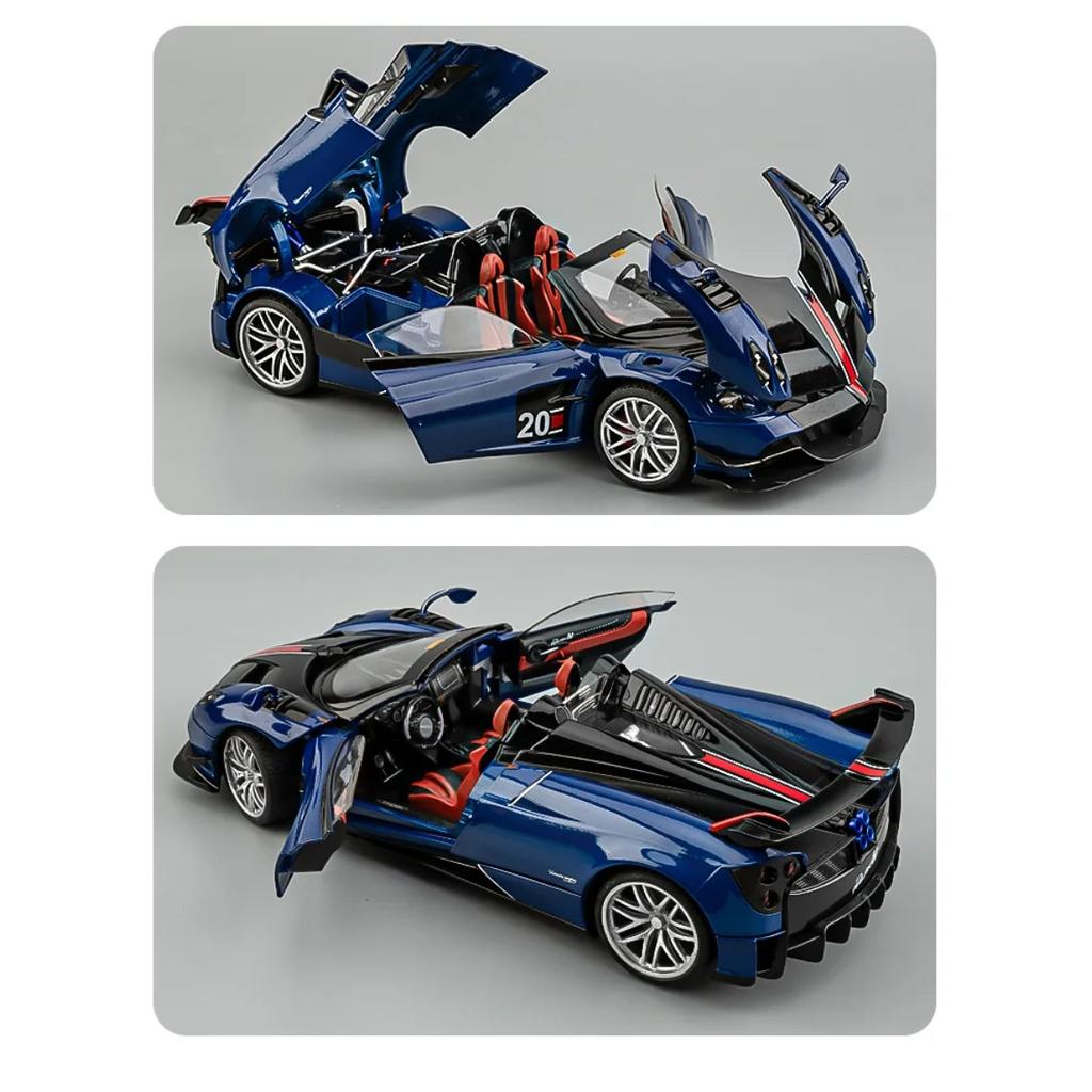 1/18 Модель спортивного автомобиля Pagani Huayra Cool из сплава, Имитация деталей интерьера, Крутое освещение и звуковые эффекты, Изысканные настольные украшения