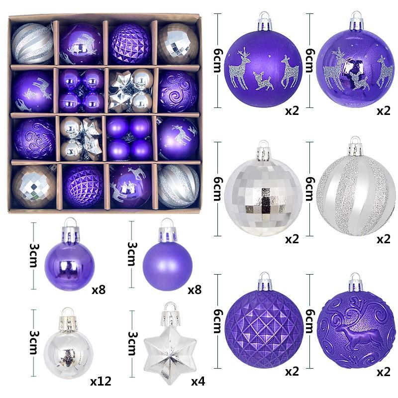Modern Minimalist Plastic Christmas Ornament Set 44pcs Holiday Tree Decorations Gift Box