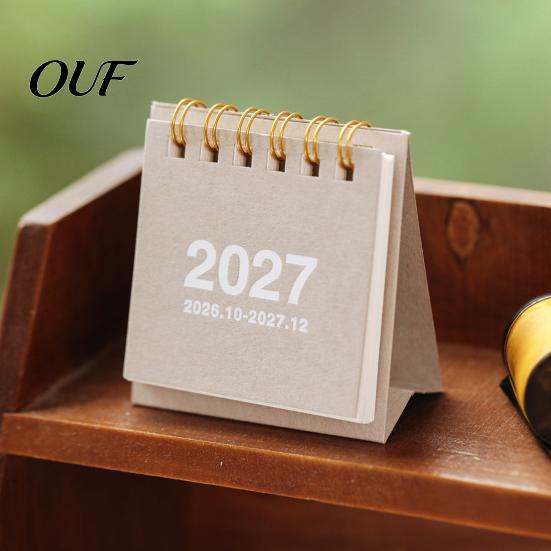 Artistic Office Stationery Supplies Mini Desk Calendar 2026-2027, Oct 2026 to Dec 2027 Standing Flip Small Practical Gift for Students Professionals