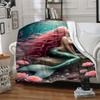 Mermaid Flannel Blanket Soft Warm All-Season Throw, Design for Camping, Car Travel, Hiking Sofa, Bed, Office Perfect Gift for Parties