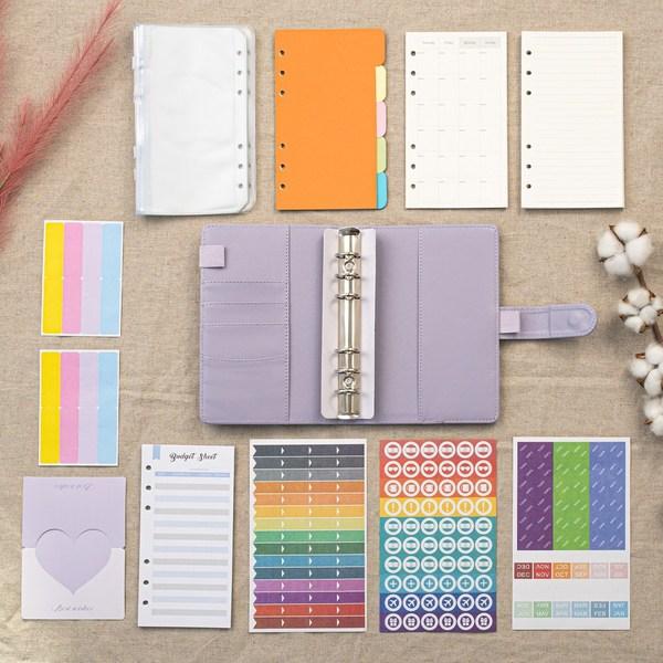 Внутренний набор папок-регистраторов All Journey Cash Binder A6 Macaron Binder Cash Challenge, фиолетовый, лавандовый, 1 шт.