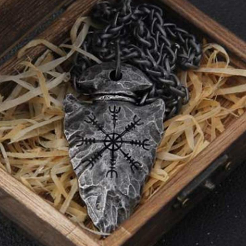 Винтажное мужское ожерелье из нержавеющей стали с рунами викингов, копьем и подвеской «Вегвизир», амулетом, подарок для парня