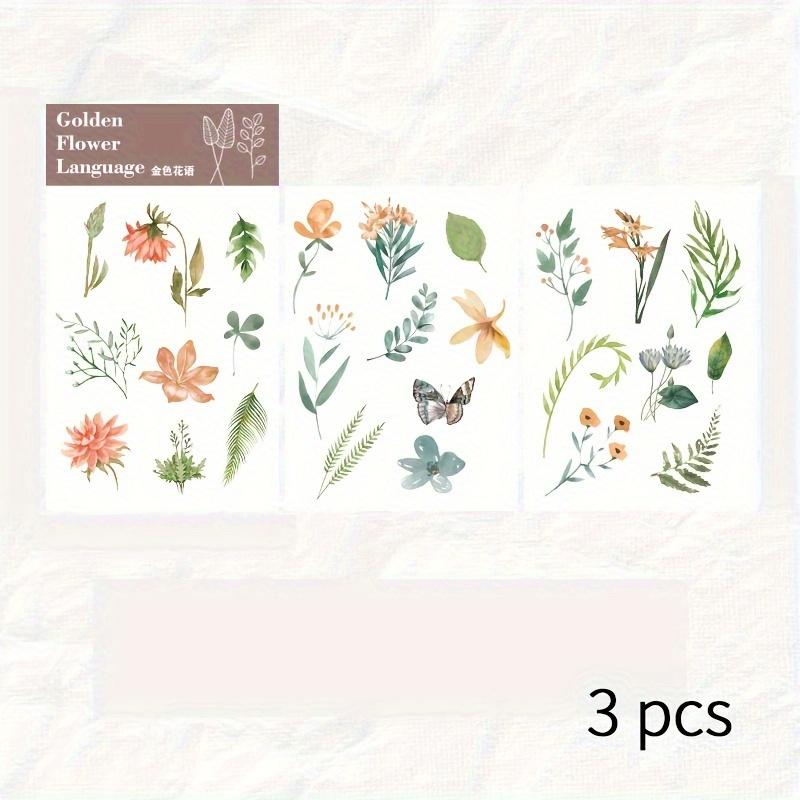 3 pcs/pack Plants flower leaves flat stickers DIY album Washi stickers Decorative Stick Labels Scrapbooking material