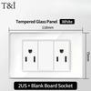 T&I 118*75 мм Закаленное Стекло US Розетка Белая Тайская USB Розетка Вилка с Двумя портами USB Type-C, Выключатель 110В
