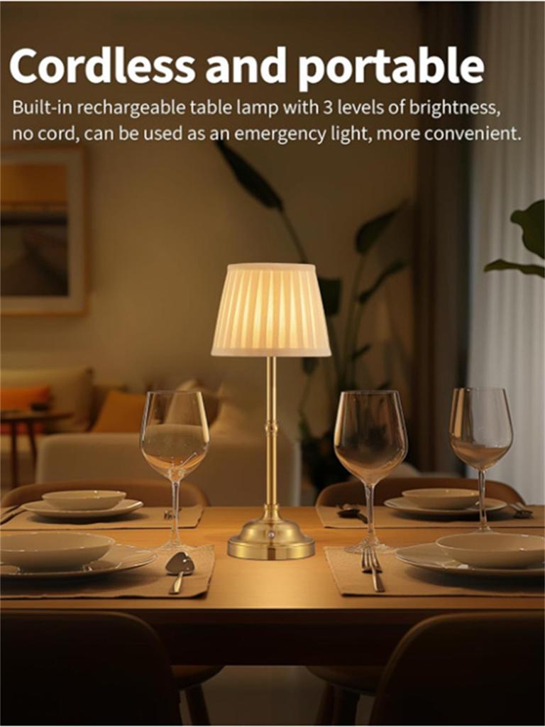 Modern Vintage Farmhouse Iron Wedding Decor Nightstand Hotel Restaurant Bedside Luxury Rechargeable Cordless LED Touch Control