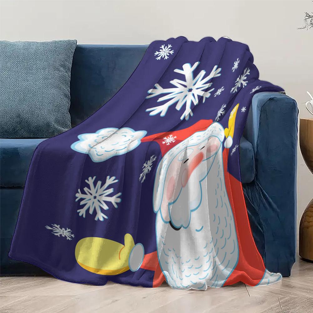Soft Fluffy Throw Blanket Cozy Warm Bedspread Home Decor Gift Christmas Santa Claus Pattern Shaggy Plush Blanket