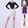 Latin Dance Mini Skirt Sexy Women Four-Layer Tassel Mini Skirt Solid Color High Waist Elegant Comfortable Skirt