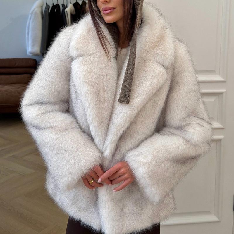 European and American autumn and winter new fur coat women's artificial fur jacket loose medium and long fox fur coat