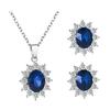 2Pcs/Set Bridal Earrings Necklace Fine Workmanship Bright Color Skin-Touch Fashion Blue Cubic Zirconia Wedding Earrings Necklace Set