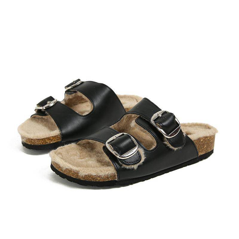 У Су Иньцзя такая же хлопковая швабра с сильным осенним смыслом~ ретро велюровые хлопковые тапочки с двойной пряжкой на толстой подошве Бокен пушистые тапочки