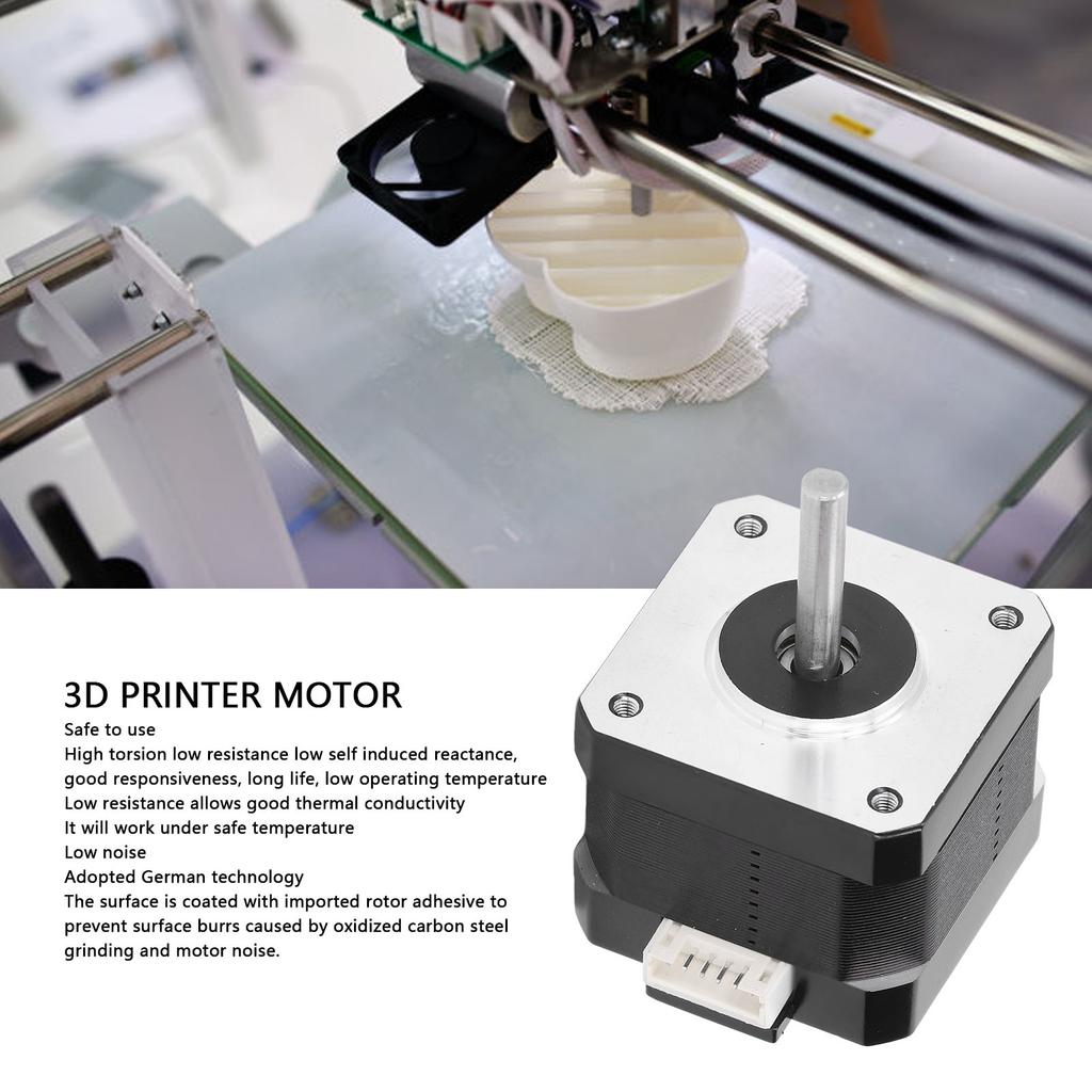 42 Stepper Motor 2 Phase High Temperature Resistant Carbon Steel Low Noise High Torsion 3D Printer Stepping Motor with Cable