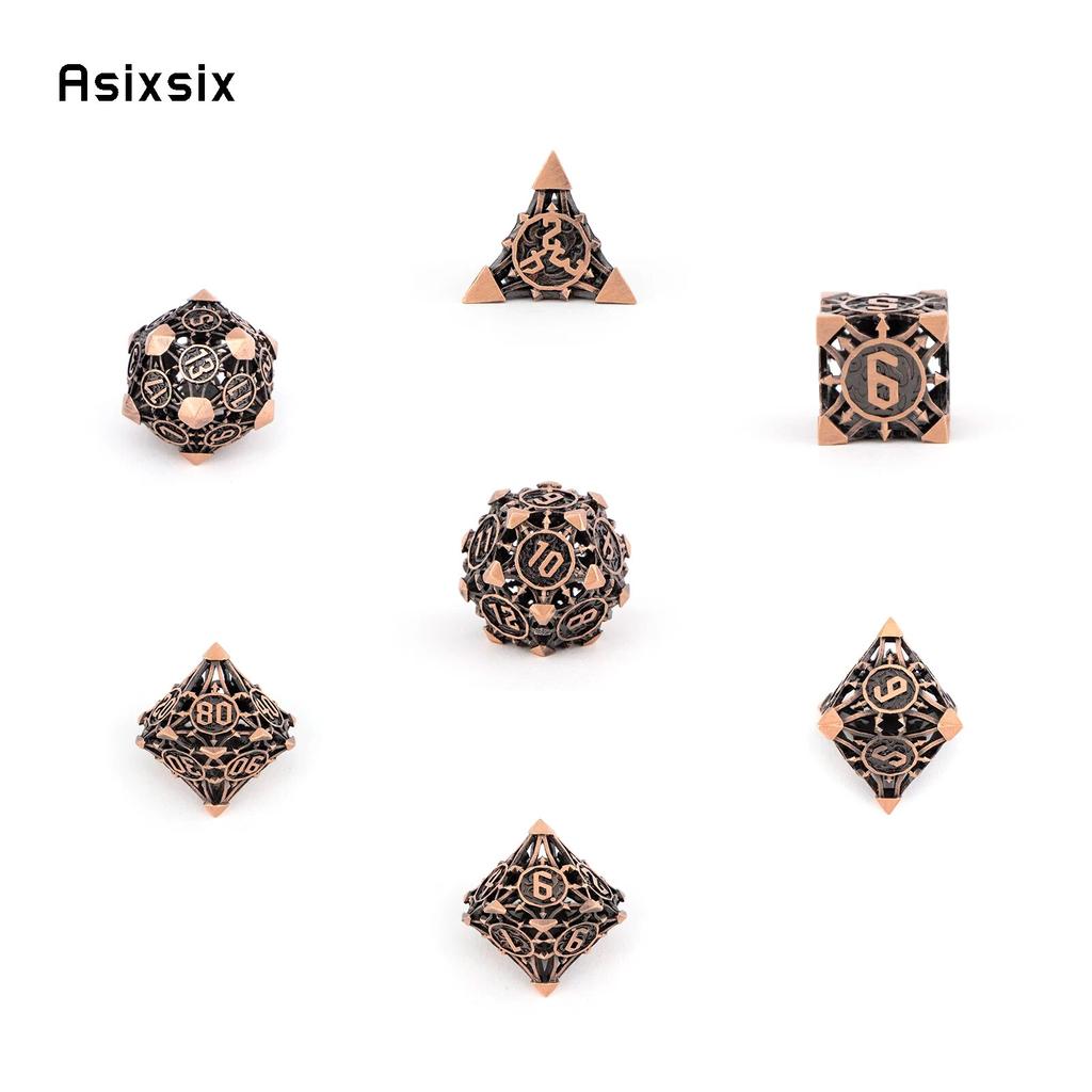7 Pcs Copper Metal Dice Hollow Metal Polyhedral Dice Set Suitable for Role-Playing RPG    Board Game Card Game
