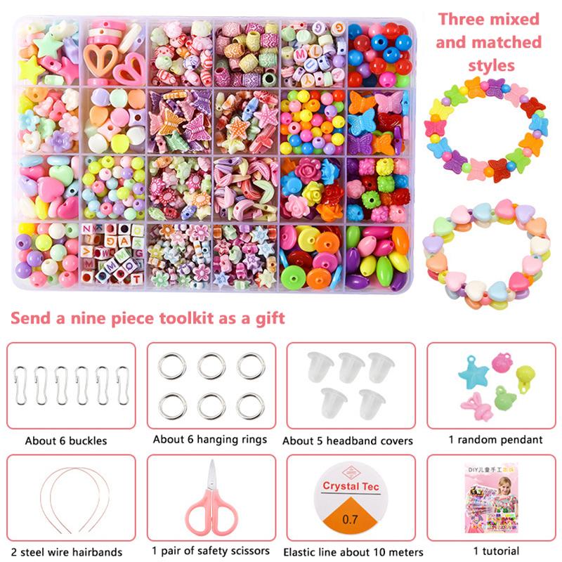 1 Set Creative Loose Spacer Beads Making Bracelet Necklace 10/24 Grid Girl Jewelry Kit Toy Diy Handmade Beaded Children'S Toys