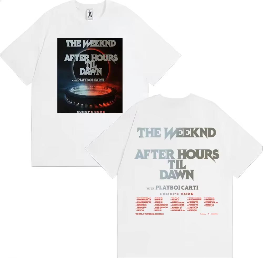 The Weeknd After Hours Til Dawn с Playboi Carti Европа 2026 Даты Футболки Унисекс Женские Повседневные Хлопковые Футболки с Коротким Рукавом