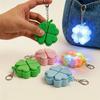 Stress Relief LED Keychain with Four-Leaf Clover Design Clickable Buttons for Everyday Use