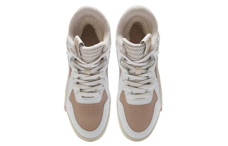 Li Ning Wave Suprewave Mid Устойчивые к скольжению и истиранию Полуботинки для скейтборда Женские Светло-бежевые AGCR234-5