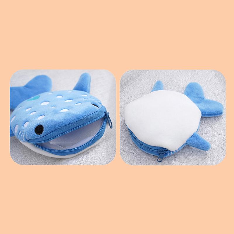 Милый мультяшный Китовая акула кошелек для монет Kawaii кошелек портативный плюшевый мешок для монет ключ наушники органайзер для монет сумка на молнии подарок для детей