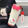 Милая кружка Hello Kitty, термокружка из нержавеющей стали, портативная, модная, студенческая, с трубочкой, для сохранения холода