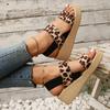 Fashion Women's Minimalist Wedge Sandals Open Toes Thick Platform Casual Sandals Ankle Strap Solid Leopard Print Women's Shoes