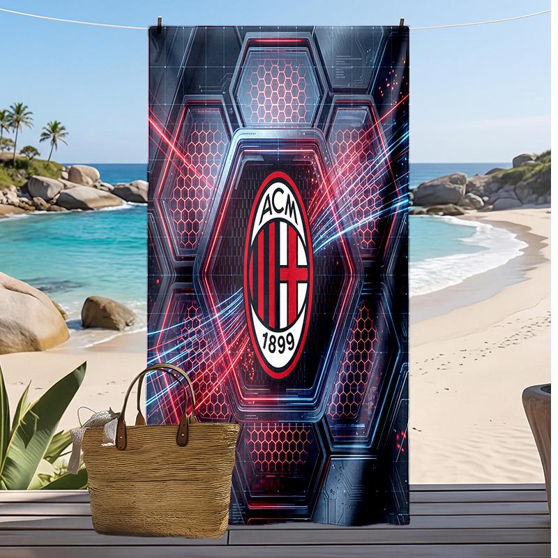Пляжное полотенце с принтом AC Milan, быстросохнущее, мягкое, портативное, большое, прямоугольное, пляжное покрывало для путешествий, бассейна