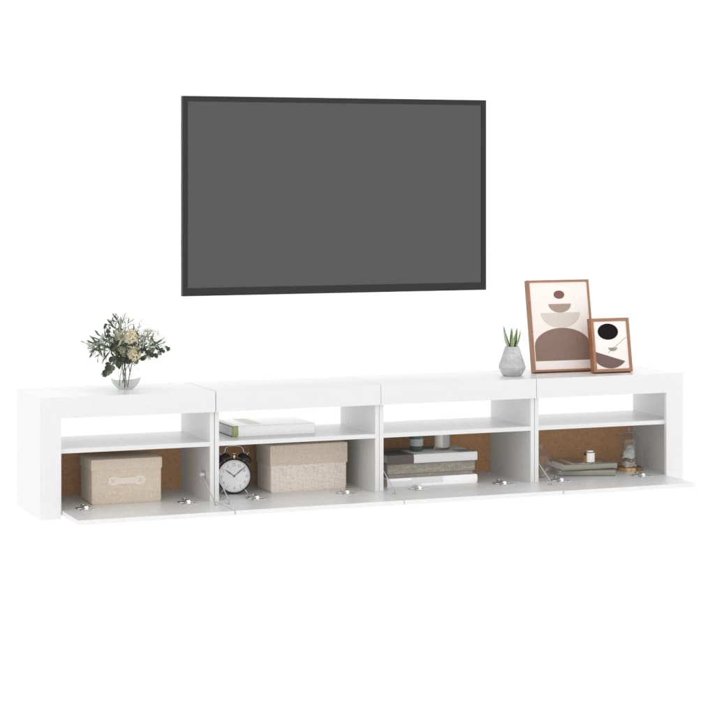 Vidaxl Szafka Pod Tv Z Oświetleniem Led, Biała, 240X35X40 Cm
