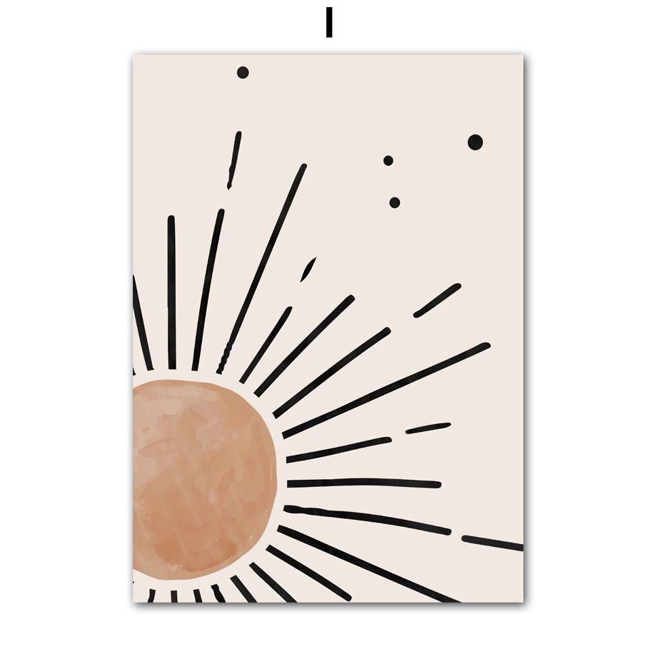 Geometric Abstract Poster Leaf Sun Rainbow Bohemian Wall Art Oil Painting Nordic Living Room Home Decoration Wall Picture Print