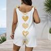 Women Plus Size Crew Neck Tank Romper Boho Paisley Floral Print Jumpsuit Shorts