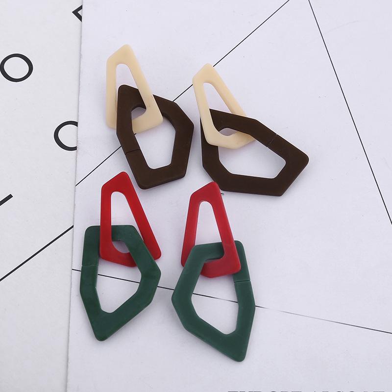 Korean Geometric Block Color Blocking Fashionable Earrings with Exaggerated Personality Acrylic Earrings