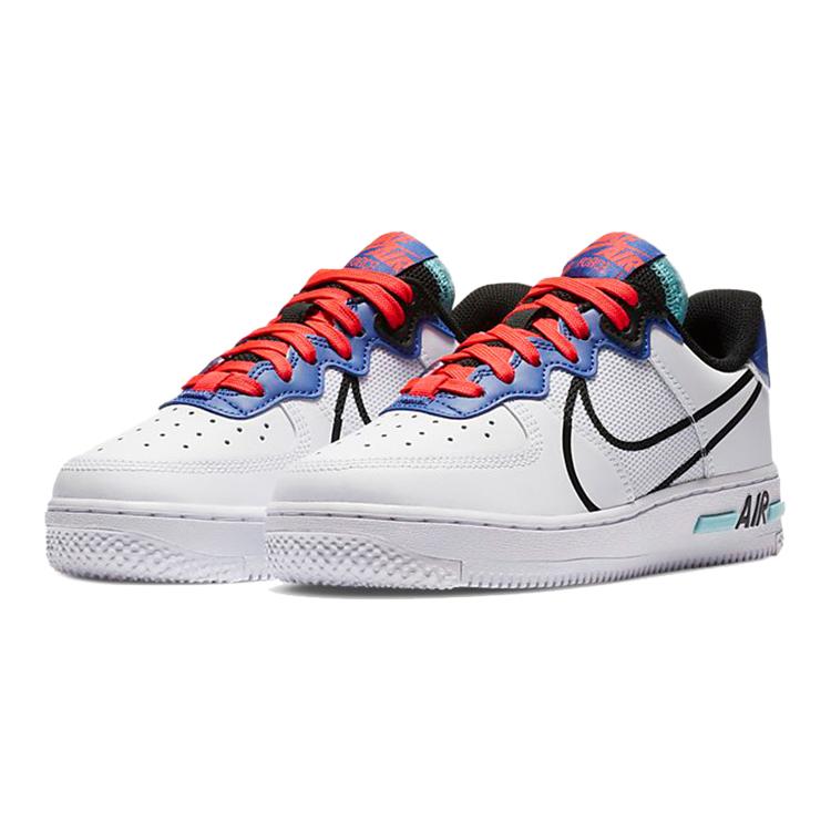 Nike Air Force 1 React Белый Астрономический Синий Лазерный Багровый GS CD6960-101
